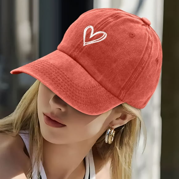 Gorra de béisbol para mujer con bordado de corazón: gorra de moda para niñas para deportes al aire libre,ajustable,bonita y casual