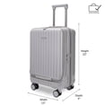 thumbnail image 3 of iFLY Odyssey 20" Hardside Carry-On Luggage, Front Opening Pocket, Gray, 3 of 13