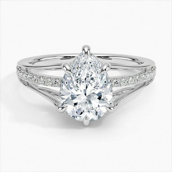 Dash Jewelry 1.9 Ct Pear Cut White Moissanite Rings for Her - Birth Stone Engagement Wedding Rings for Women's - Solitaire with Accents Rings - Unique Design Moissanite Rings - Women's Bridal Rings