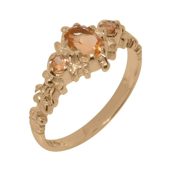 LBG British Made 9k Rose Gold Natural Citrine Womens Anniversary Ring - 33 size options - Size 8.75