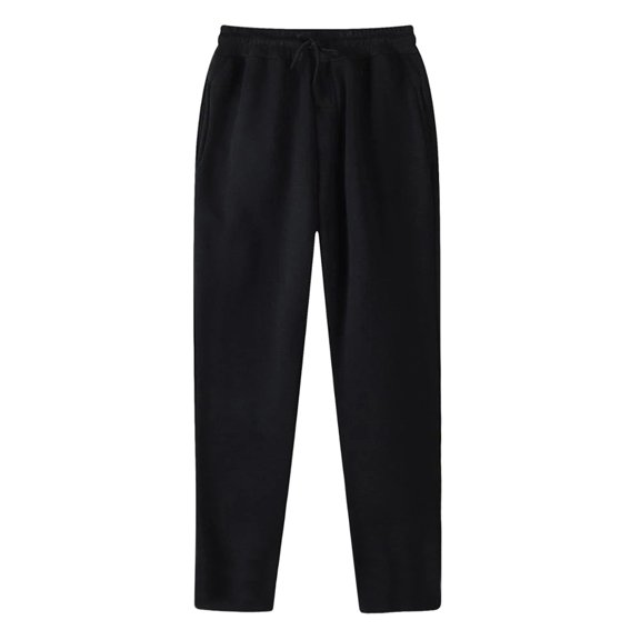 Mens Baggy Casual Dress Pants Relaxed Fit Wide Leg Slacks Drawstring Elastic Waist Straight Trousers Fleece Baggy Fit