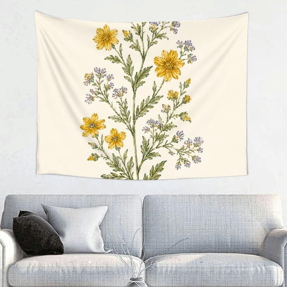 FCXZI Watercolor Wildflowers Polyester Fabric Wall Hanging Tapestry for Bedroom Living Room Dorm 40*30in