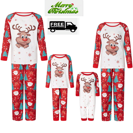 

Christmas Pajamas for Family Deer Print Raglan Tops + Trousers Set