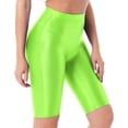 thumbnail image 3 of Haitryli Women Shiny Sport Yoga Shorts Pants Short Legging Biker Shorts High Waist Workout Booty Fluorescent Green XL, 3 of 7