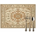 thumbnail image 2 of Classic Floral Bohemian Placemats Set of 4 Washable Table Mats for Kitchen Dining Table, Cotton Linen Place Mats for Indoor Outdoor Parties Holiday Decoration, Geometric Borders, 2 of 6