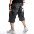 thumbnail image 3 of Ruiatoo Baggy Jeans Shorts for Men Denim Hip Hop Loose Fashion Skateboard Pants with Embroidery Black (42-1,Size 42), 3 of 5