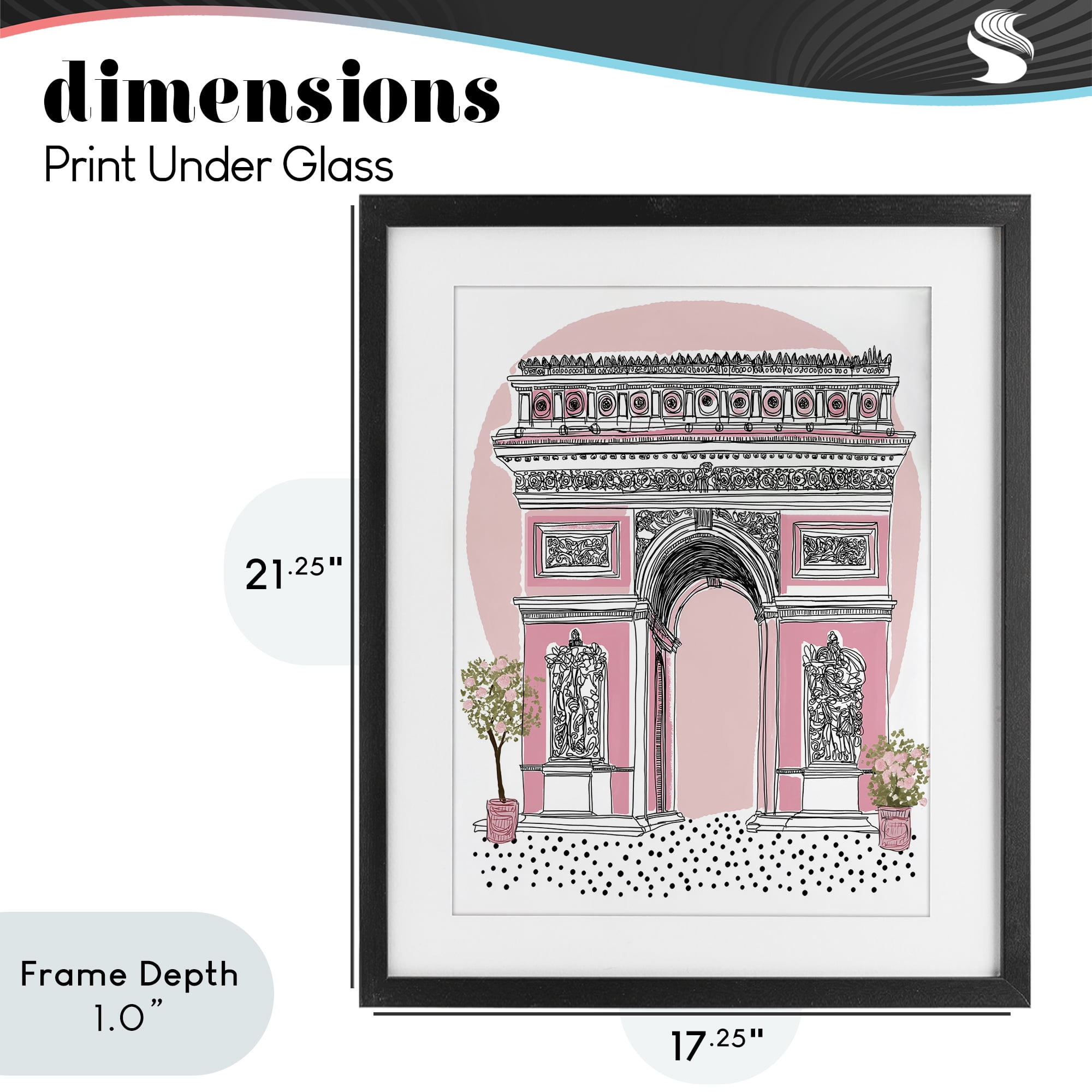 Stupell Industries Pink Neoclassical Archway Black Framed Print Under Glass, design by Jess Stempel