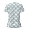 thumbnail image 3 of Uemuo Daisy Plaid Blue Drawing Women's Deep V-Neck Low Cut Tops - Casual Loose Fit with Stainless Steel Loop, Soft, Breathable, Perfect for Office, Travel, and Daily Wear-XX-Large, 3 of 5