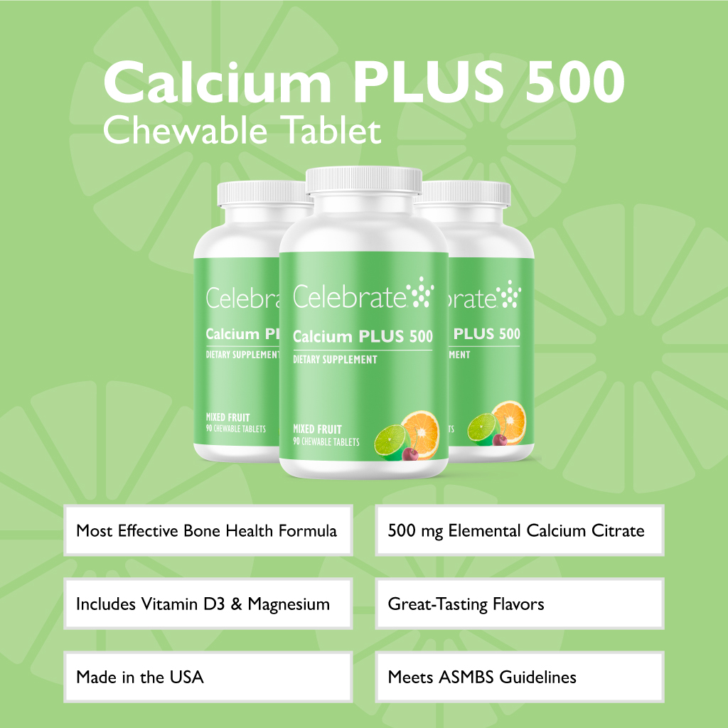 Celebrate Vitamins Calcium Plus 500 Chewable Tablets, 500 mg Calcium Citrate with Vitamin D3, Mixed Fruit, 270 count