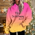 thumbnail image 2 of DDAPJ pyju Graphic Hoodies for Women Yes I'm Still Freezing Letter Printed Hooded Sweatshirt Oversized Drop Shoulder Hoodie Loose Casual Sweatshirts with Kangaroo Pocket Pink L, 2 of 5