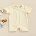 thumbnail image 3 of Newborn Baby Cotton Knitted Ribbed Jumpsuit Short Sleeve  Neck Solid Romper Casual, 3 of 6