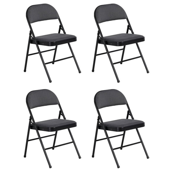 Peakform Folding Vinyl Padded Chair w/ Comfortable Seat Cushion, 4 Pack