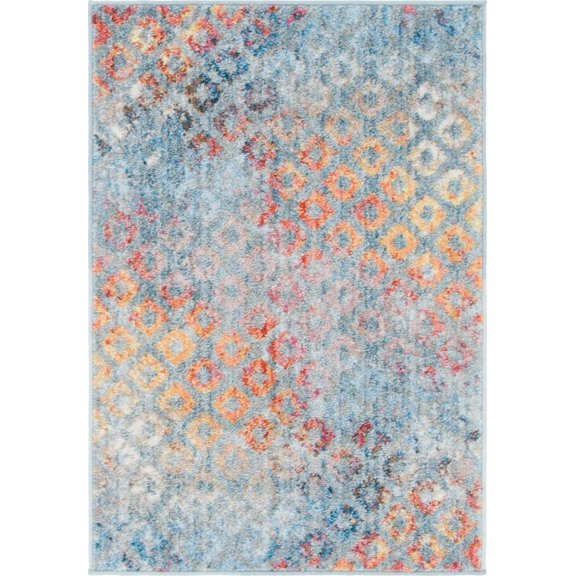 Unique Loom Spectral Rainbow Rug Blue/Gold 2' 2" x 3' 1" Rectangle Geometric Bohemian Perfect For Living Room Bed Room Dining Room Office