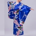 thumbnail image 6 of Odeerbi Girls Pajamas Fashion Kimono Tradition Improved Printing Cardigan Robe Formal Wear Set Dark Blue, 6 of 9