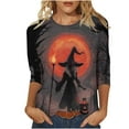 thumbnail image 2 of Xdegoge Halloween Shirts for Women 3/4 Sleeve Tops Witch Pumpkin Graphic Shirts Crew Neck Tunic T Shirts Spooky Season Tshirt Holiday Party Casual Blouses Fall Fashion 2025, 2 of 4