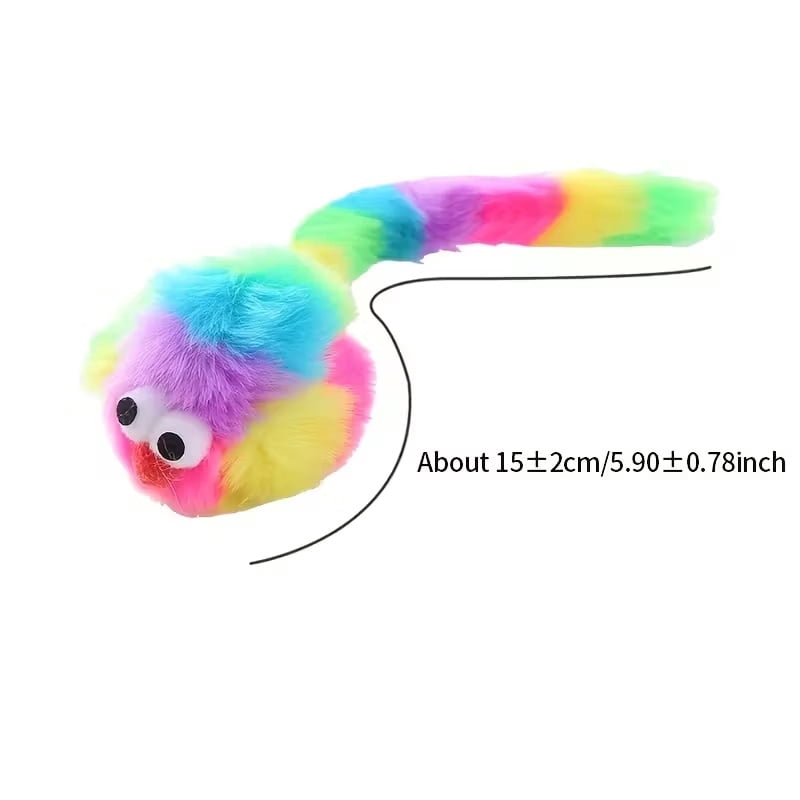 1 Interactive Rainbow Rabbit Plush Mouse Toy with Sound - A chew-resistant and durable medium-sized cat toy, batteries not included