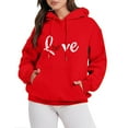 thumbnail image 7 of Dazajoo Women's Casual Heart Print Long Sleeve Pullover Hoodie Fall Winter Oversized Hooded Sweatshirts,Red,XXL, 7 of 7