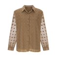 thumbnail image 5 of RYRJJ Womens Swiss Dot Button Down Shirts Dressy Casual Work Tops Summer Long Sleeve Collared Business Blouses(Brown,S), 5 of 8