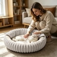 thumbnail image 3 of CSStudio Cozy Hooded Round Pet Bed, Soft Semi-Enclosed Cat Dog Bed, Double Sided Warm Calming Nest Bed for Small Medium Dogs & Cats, Anti- Winter Sleeping Cushion, 3 of 5