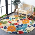 thumbnail image 2 of SAFAVIEH Cabana Annandale Floral Indoor/Outdoor Area Rug, Ivory/Orange, 6'7" x 6'7" Round, 2 of 14