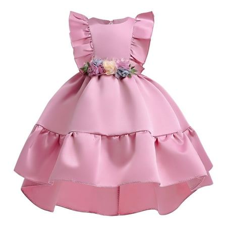 

JAHH Quick Drying Dresses for Children s Toddler Kids Baby Girls Casual Sleeveless Round Neck Floral Gown Party Dress Clothes for Fashion Birthday Partys Gowns(3-4 Years Pink)