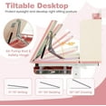thumbnail image 3 of Kids Desk and Chair Set, Height Adjustable Children School Study Table and Chair Set w/Tilt Desktop, Storage Drawer Hutch, Pen Holder, Student Writing Table, Desk for Girls (Pink), 3 of 8