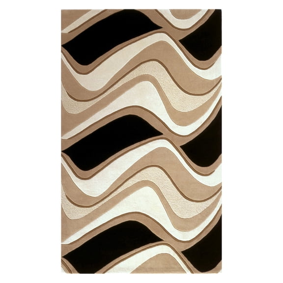 Eternity 1071 Black/Beige Waves 27" X 45" Size Area Rug