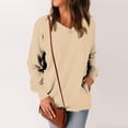 thumbnail image 4 of Kagetolytai Womens Tops Womens Casual V Neck Sweatshirt Loose Soft Long Sleeve Pullover Tops Solid Shirts With Side Pockets Plus Size Tops for Women Light Brown 2XL, 4 of 7