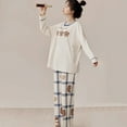 thumbnail image 2 of FUNDUFI Women's Pajama Sets Cute Sweet Bear Printed Long Sleeve Oversized Pajamas T-Shirt Stretchy Sleepwear Pants Breathable Loose Fit 2Pcs Homewear Pajama Sets Comfy Pjs For Women, 2 of 9