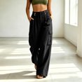 thumbnail image 2 of RFQWOVSR Women's Elastic Waist Straight Leg Linen Pants with Pockets Loose Fit Casual Summer Trousers S, 2 of 4
