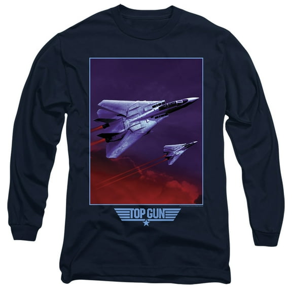 Top Gun Clouds Unisex Adult Long-Sleeve T Shirt for Men and Women, Navy, 3X-Large
