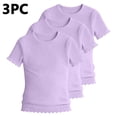 thumbnail image 4 of KyCheLot 3 Pack Ribbed Knit Tops for Girls Crew Neck Solid Color Short Sleeve T-Shirts Trendy Ruffle Trim T-Shirts, 4 of 7