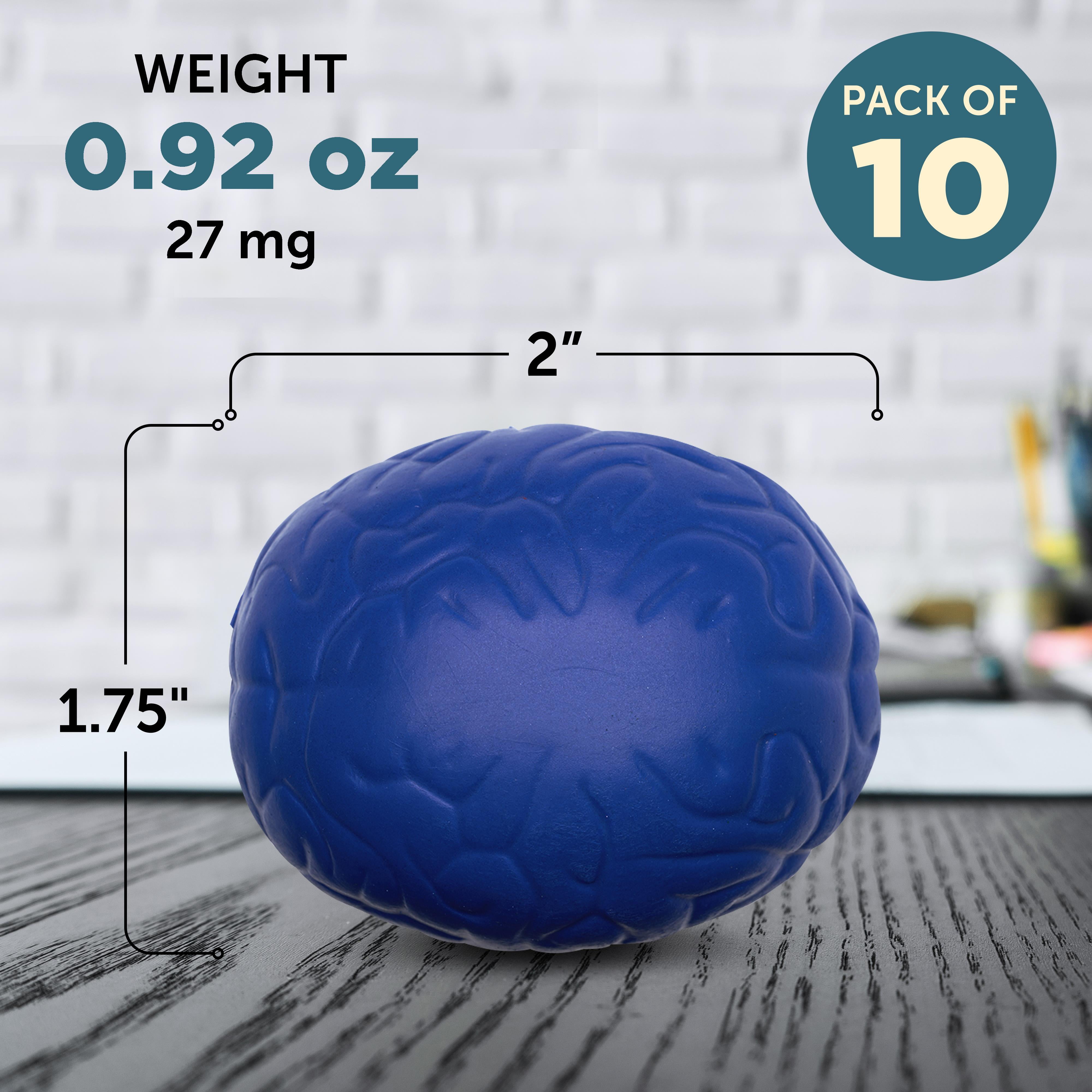 Brain Stress Balls Set of 10, Bulk Pack - Anxiety Stress Relief, Perfect for Your Desk, Office or Home - Blue