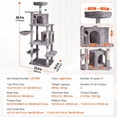 thumbnail image 4 of Torre para gatos Cat Tree VEVOR de 68,5 pulgadas con 2 condominios para gatos, gris claro, 4 of 9