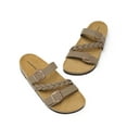 thumbnail image 4 of DREAM PAIRS Women's Slides Soft Cork Footbed Sandals Comfortable Walking Slip-on Flat Sandals Arch Support Adjustable Buckle Braided Straps Slippers, 4 of 6