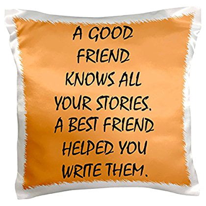 3dRose A good friend knows all your stories, best friend helped write them, Pillow Case, 16 by