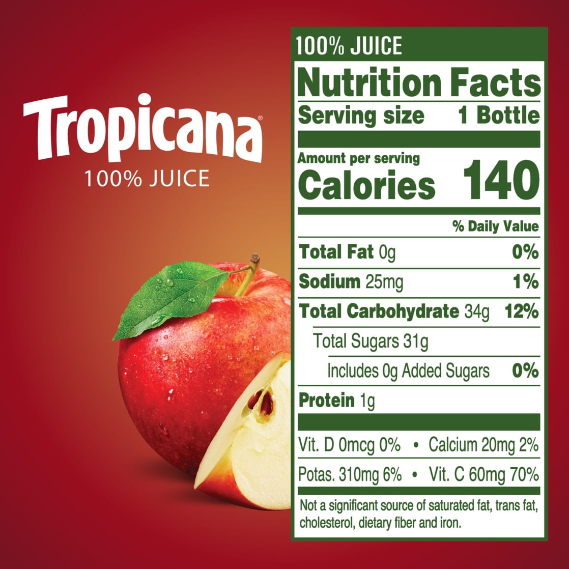 Tropicana 100% Apple Juice, 10 fl oz Bottles (24 Pack)