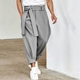 thumbnail image 2 of QIYAGBSA Men's Tie Waist Harem Pants Relaxed Drop Crotch Tapered Leg Casual Trousers with Side Pockets Streetwear Style (Gray, XL), 2 of 7