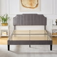 thumbnail image 3 of VECELO Full Upholstered Platform Bed Frame, Height Adjustable Nailhead Trim Headboard, Easy Assembly/No Box Spring Required, Dark Gray, 3 of 8