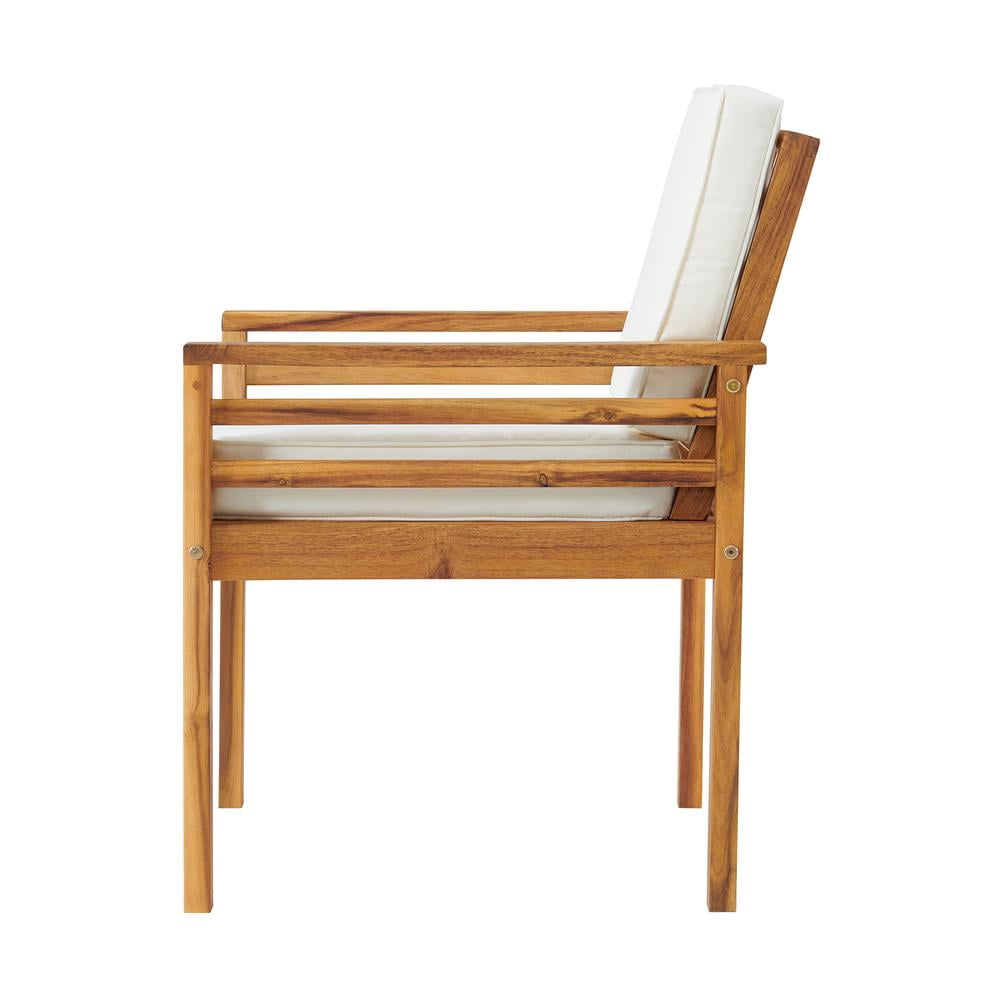 Okemo Acacia Wood Outdoor Dining Set with Table and 4 Chairs with cushions