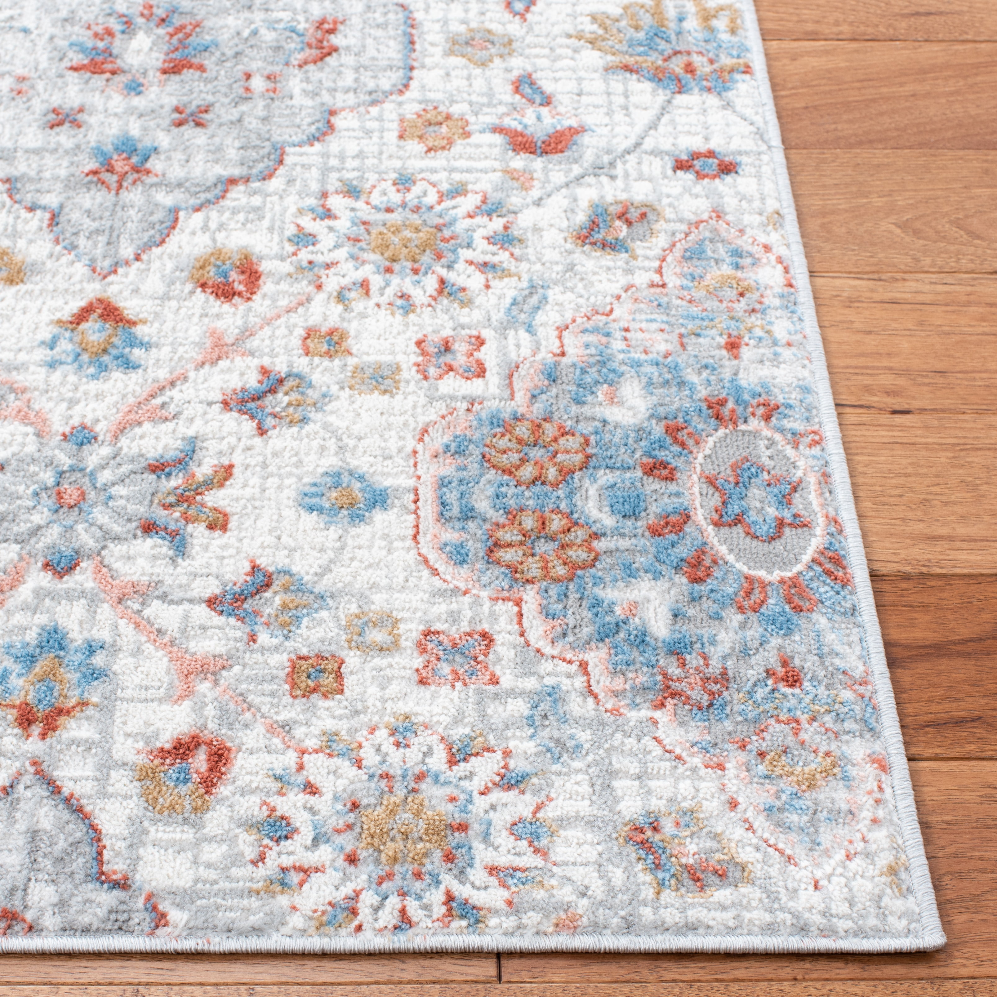 SAFAVIEH Shivan Deloris Floral Damask Area Rug, Ivory/Rust, 4' x 6'