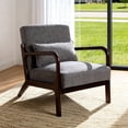 thumbnail image 2 of PORKISS Accent Chair Mid Century Modern Arm Chair with Wood Frame and Pillow, Corduroy Reading Armchair for Bedroom Living Room Office, Dark Grey, 2 of 10