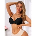 thumbnail image 4 of INSPIRE CHIC Women's Push Up Plunge Underwire Bra Ribbed Full Coverage Adjustable Straps Everyday Lingerie B 34 Black, 4 of 4