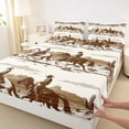 thumbnail image 3 of Castle Fairy Animal Horse 4-Piece Full Size Sheets,Western Cowboy Bed Sheets,Exotic Style Lightweight Sheet Sets,Lightweight Rustic Room Decor, 3 of 7