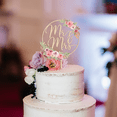 thumbnail image 6 of Mr & Mrs Cake Topper Floral Wedding Cake Topper in Wood, 6 of 7