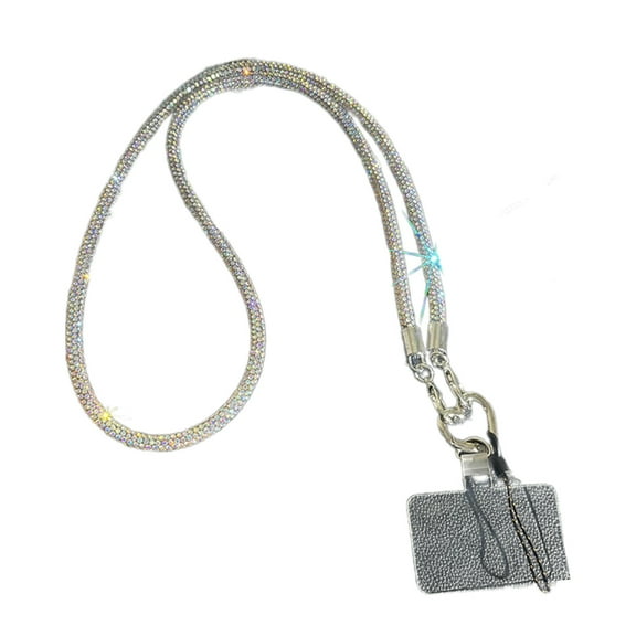 Necvior Rhinestones Phone Lanyard with Card Holder Stylish Cellphone Chain Accessories