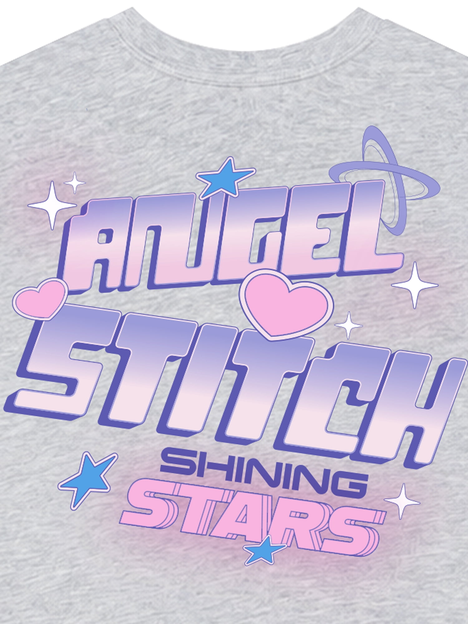 Stitch & Angel Girls' Athletic Front & Back T-shirt with Embroidery & Straight Leg Fleece Pants, 2-Piece, Sizes 4-16