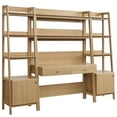 thumbnail image 2 of Modway Bixby 3-Piece Wood Office Desk and Bookshelf in Oak, 2 of 5