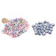 thumbnail image 1 of 30x cuentas de cerámica redondas con patrón de flores de 12mm (4/8 pulgadas) de diámetro. Blanco+azul, 1 of 4