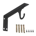thumbnail image 2 of Tong Heavy Duty Wall Mounted Closet Rod Support Brackets With Hooks 16 Inch Black Metal Shelf, 2 of 6